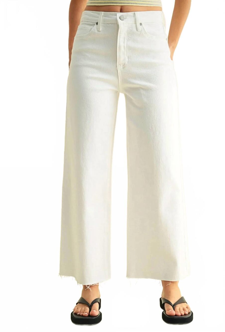 NEW JUST BLACK DENIM high rise scissor cute wide leg jean in white